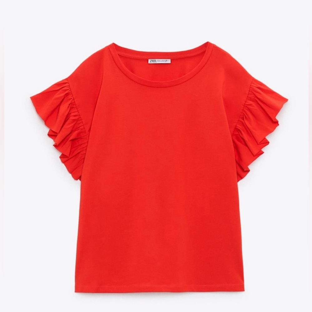 ZARA RUFFLE SLEEVE TEE - Picture 3 of 8